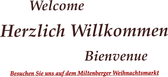 Welcome Herzlich Willkommen Bienvenue    Besuchen Sie uns auf dem Miltenberger Weihnachtsmarkt
